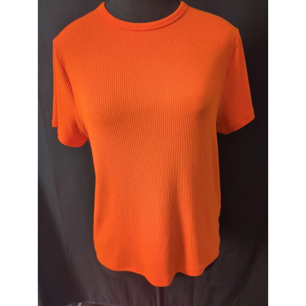 Women's Madewell short sleeve orange ribbed shirt size XL